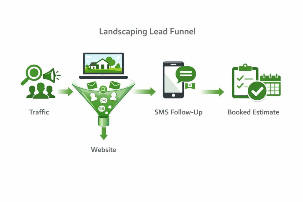 Simple landscaping lead funnel flow chart