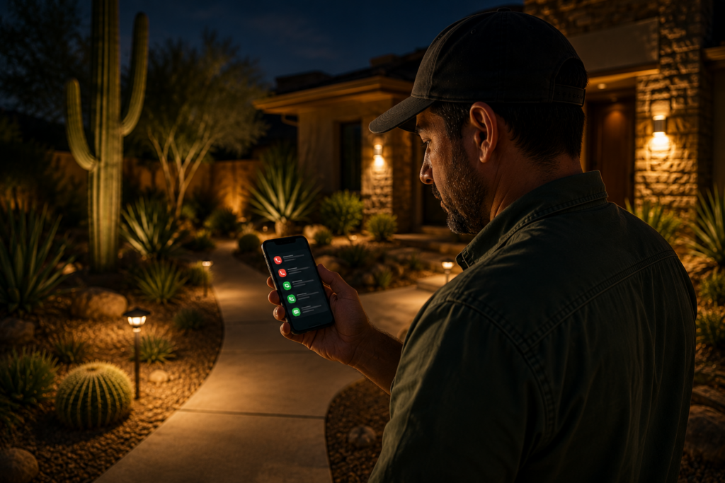 Phoenix landscaper missing after-hours leads on smartphone